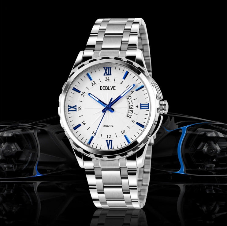 Stainless Steel Luxurious Watch - Men High - Grade Quartz and Waterproof